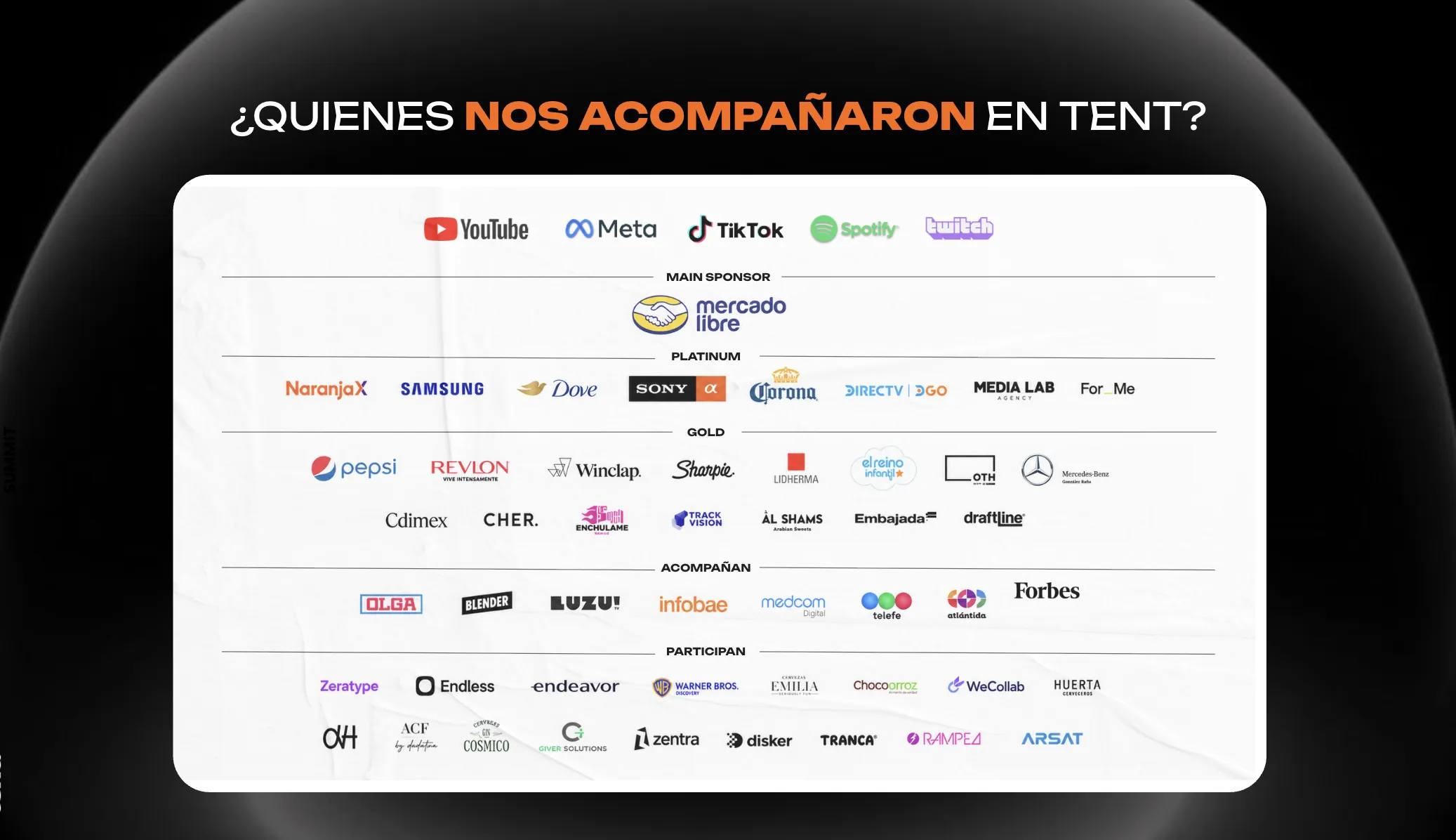 Sponsors y partners estratégicos que acompañaron a Tent